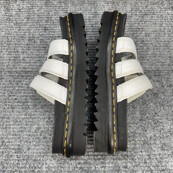 Dr Martens Blaire Slides Size 7 White Leather Hydro Ziggy Sole Platform Sandals - Picture 6 of 8